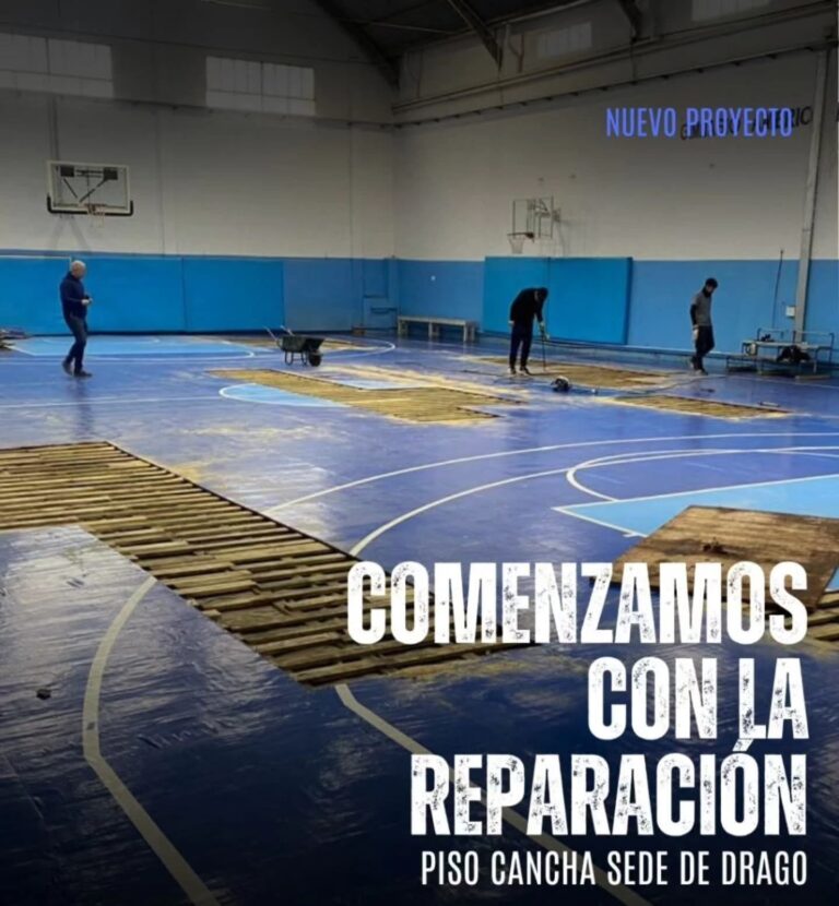 Avanza la reparación del piso de básquet en la sede Chiclana